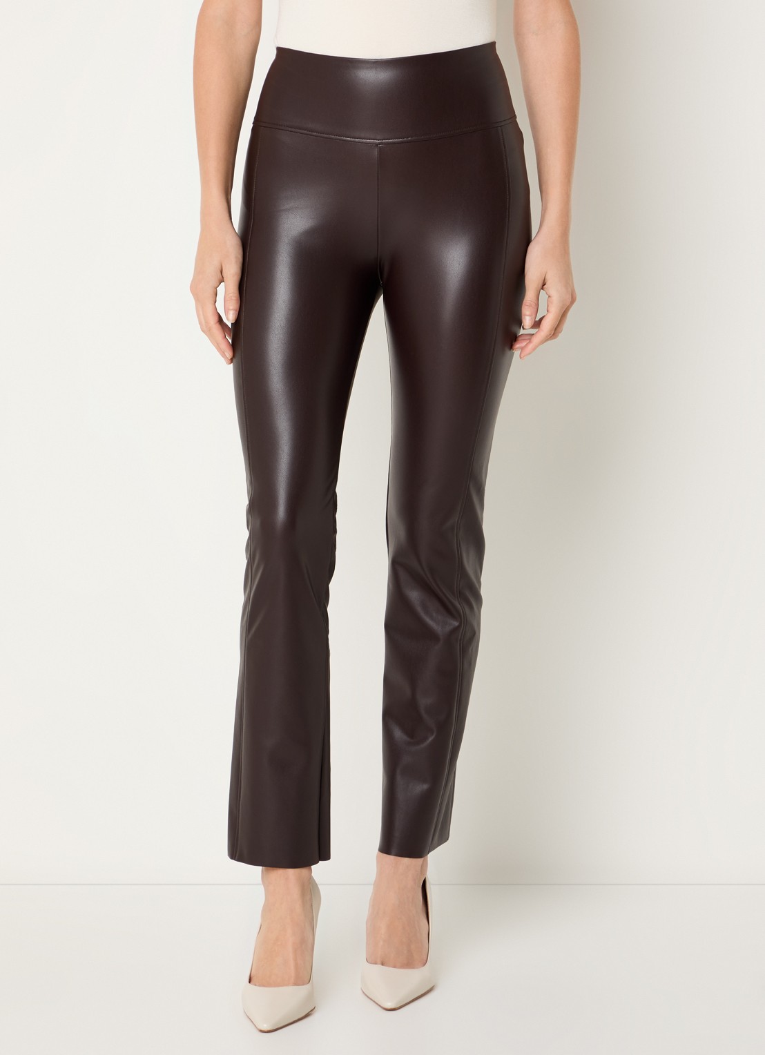Wolford Edie high waist slim fit broek van imitatieleer - detail 4 aubergine