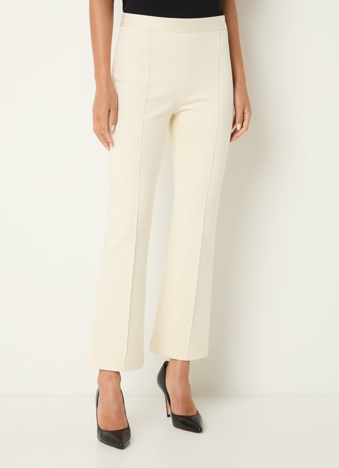 Wolford Grazia high waist cropped flared fit broek met siernaad - detail 2 ivoor