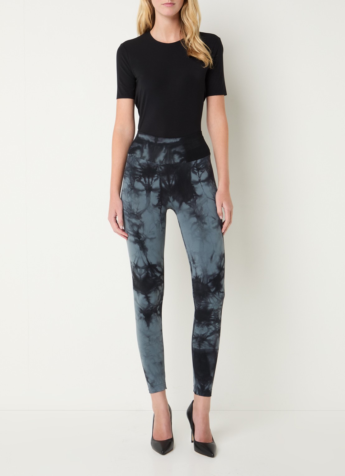 Wolford High waist skinny fit legging met print - voorkant 2 staalblauw