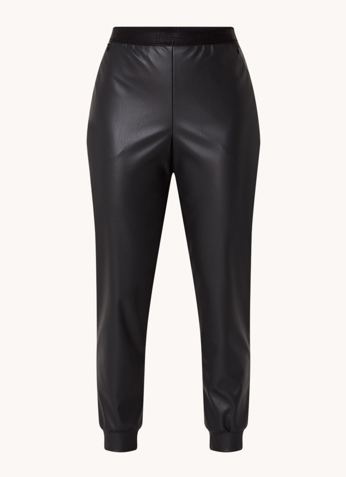 Wolford High waist tapered fit cropped broek van imitatieleer - voorkant 3 zwart