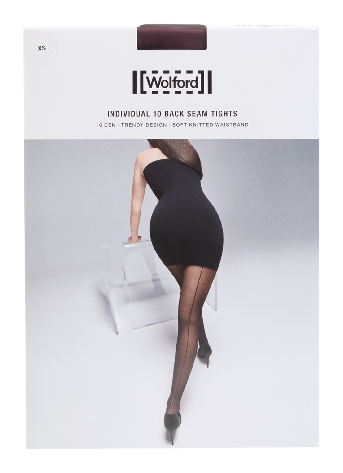 Wolford Individual Back Seam panty in 10 denier  - voorkant aubergine