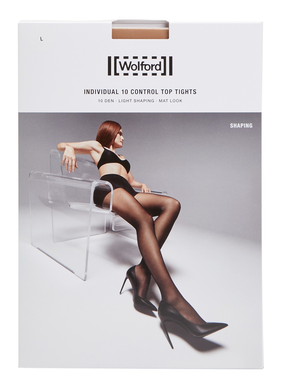 Wolford Individual Control corrigerende panty in 10 denier - voorkant 3 beige