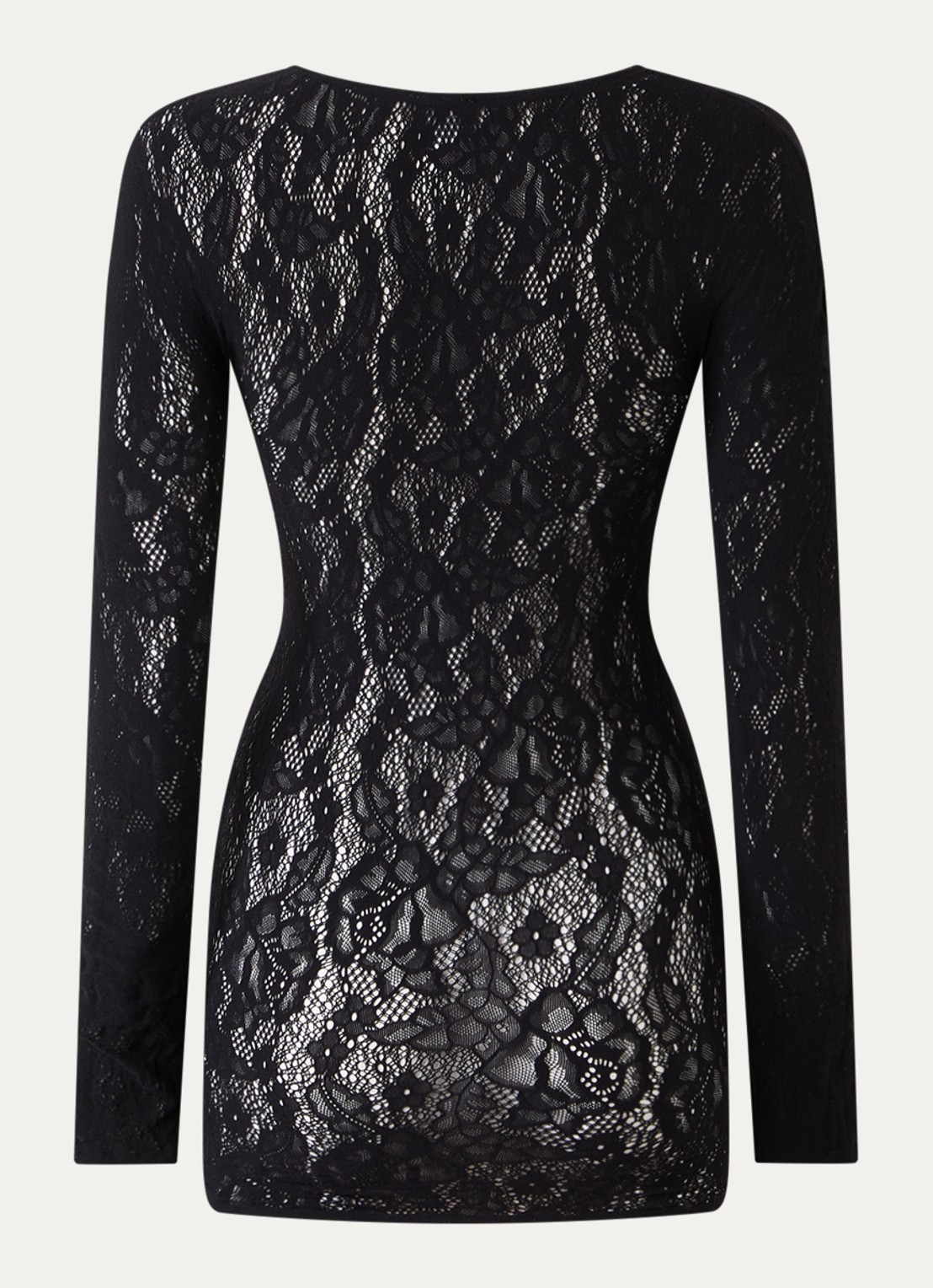 Wolford Infinite Rose mini jurk met opengewerkt dessin - achterkant 2 zwart