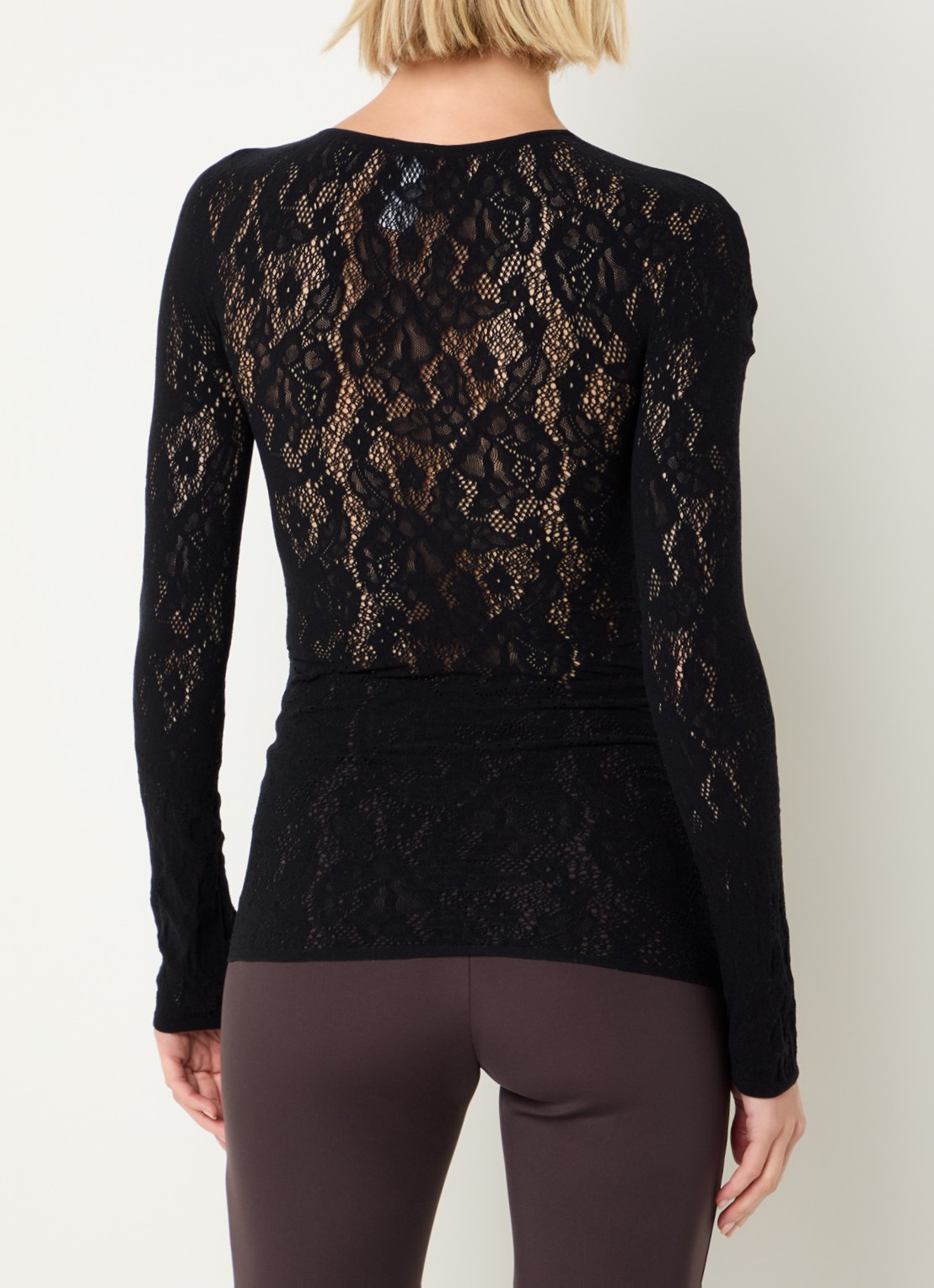 Wolford Infinite Rose mini jurk met opengewerkt dessin - achterkant zwart