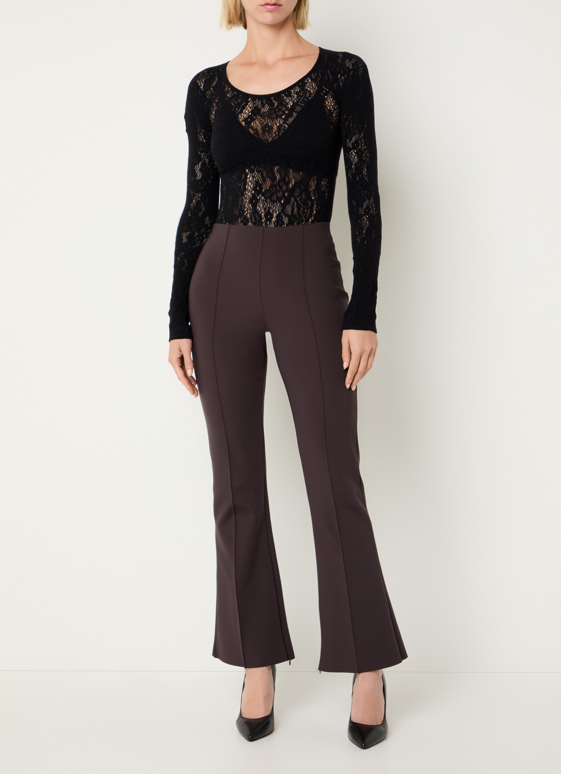 Wolford Infinite Rose mini jurk met opengewerkt dessin - voorkant 3 zwart