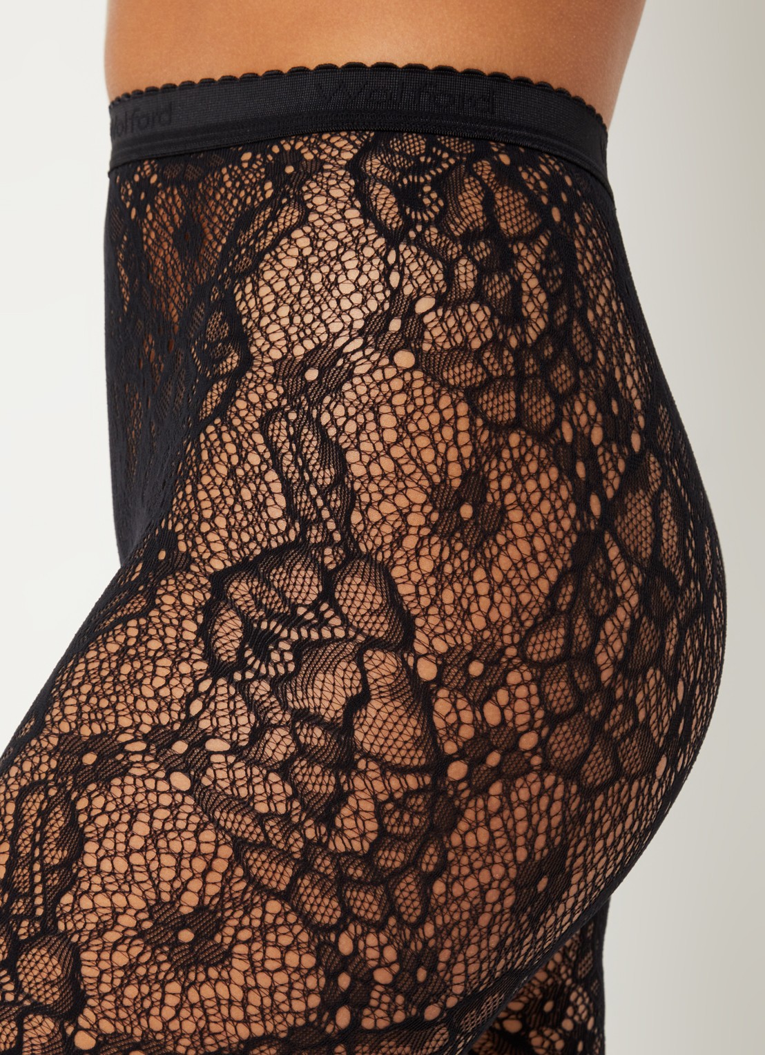 Wolford Infinite Rose netpanty - detail 2 zwart