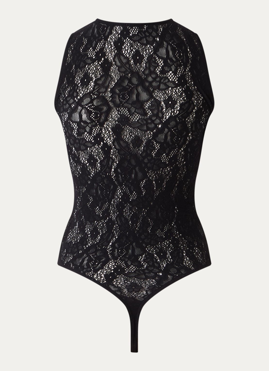 Wolford Infinite Rose stringbody met opengewerkt dessin - achterkant 2 zwart