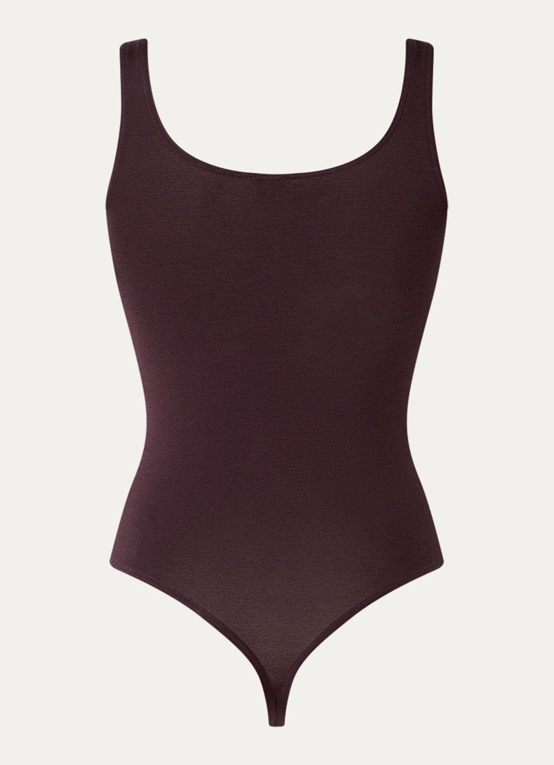 Wolford Jamaika stringbody met glanzende finish - achterkant aubergine