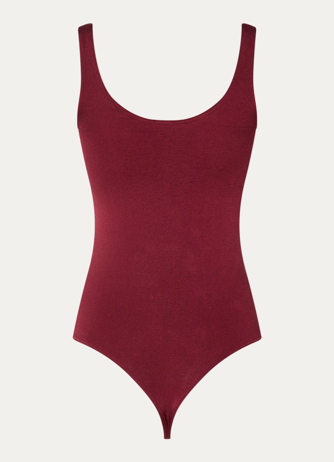 Wolford Jamaika stringbody met glanzende finish - achterkant 2 bordeauxrood