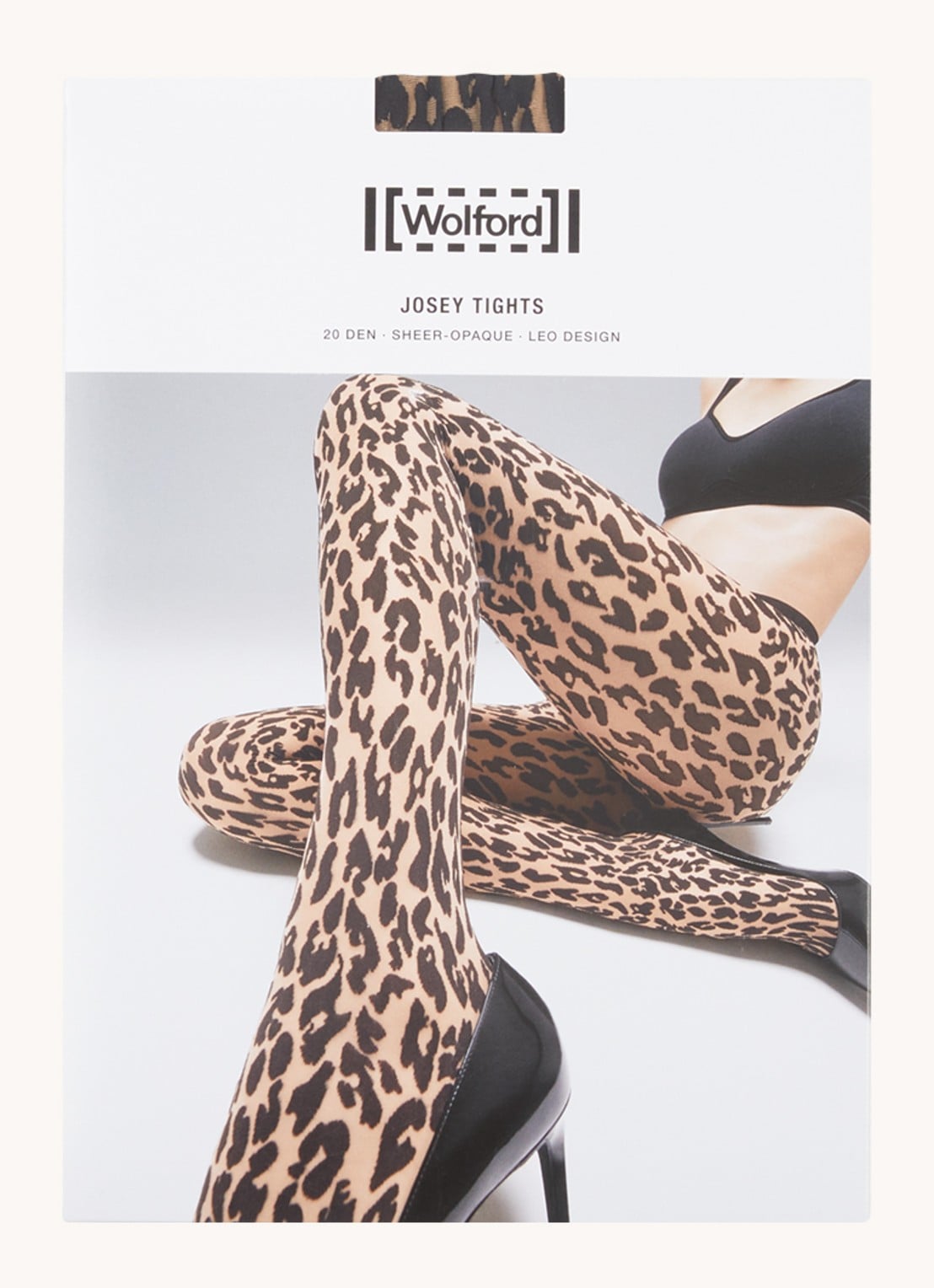 Wolford Josey panty met panterprint in 20 denier - voorkant 3 donkerbeige