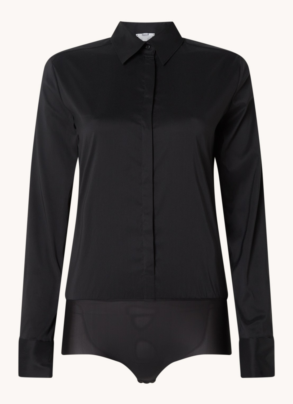 Wolford London Effect body met blinde knoopsluiting - voorkant diepzwart