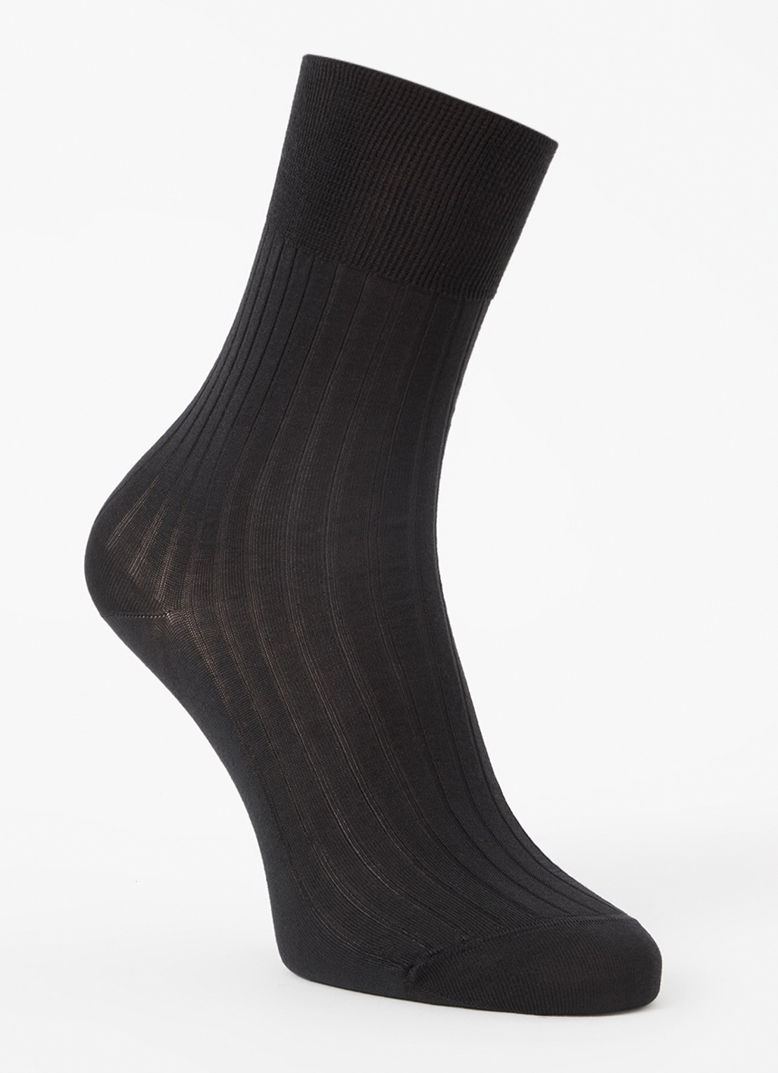 Wolford Luxury Cotton ribgebreide sokken - voorkant zwart