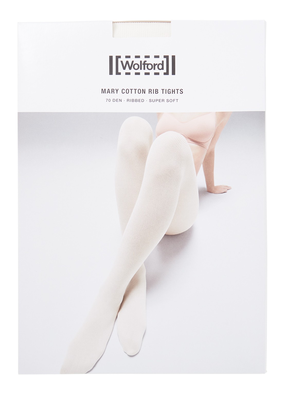 Wolford Mary rib panty in 70 denier - voorkant 3 gebroken wit