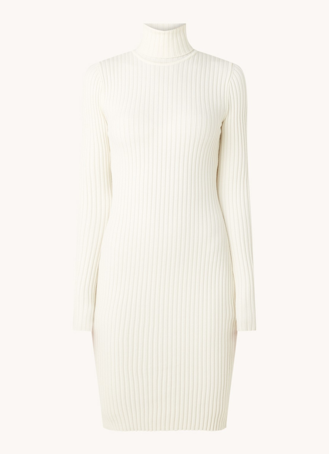 Wolford Merino ribgebreide mini trui-jurk in wolblend - voorkant gebroken wit