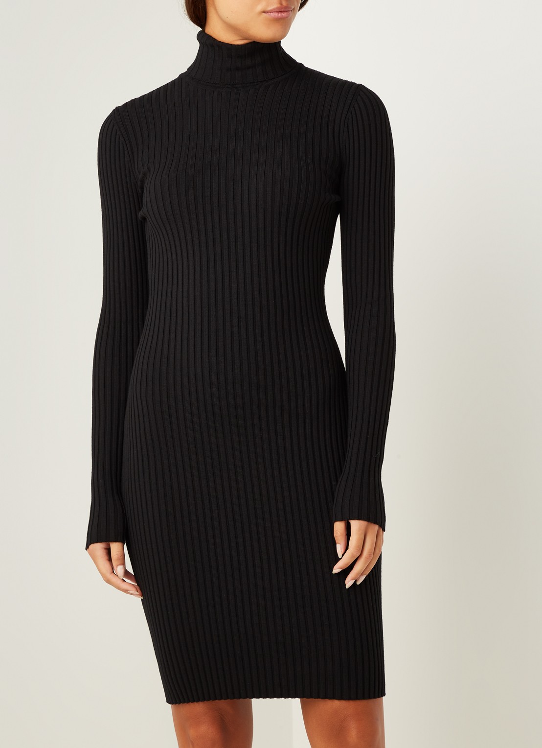 Wolford Merino ribgebreide mini trui-jurk in wolblend - detail 4 zwart