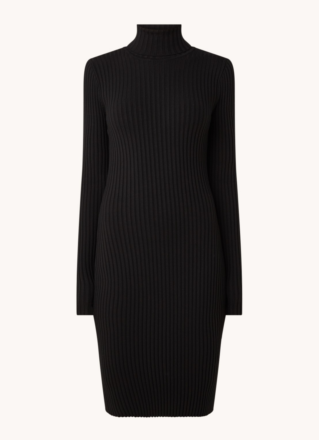 Wolford Merino ribgebreide mini trui-jurk in wolblend - voorkant 2 zwart