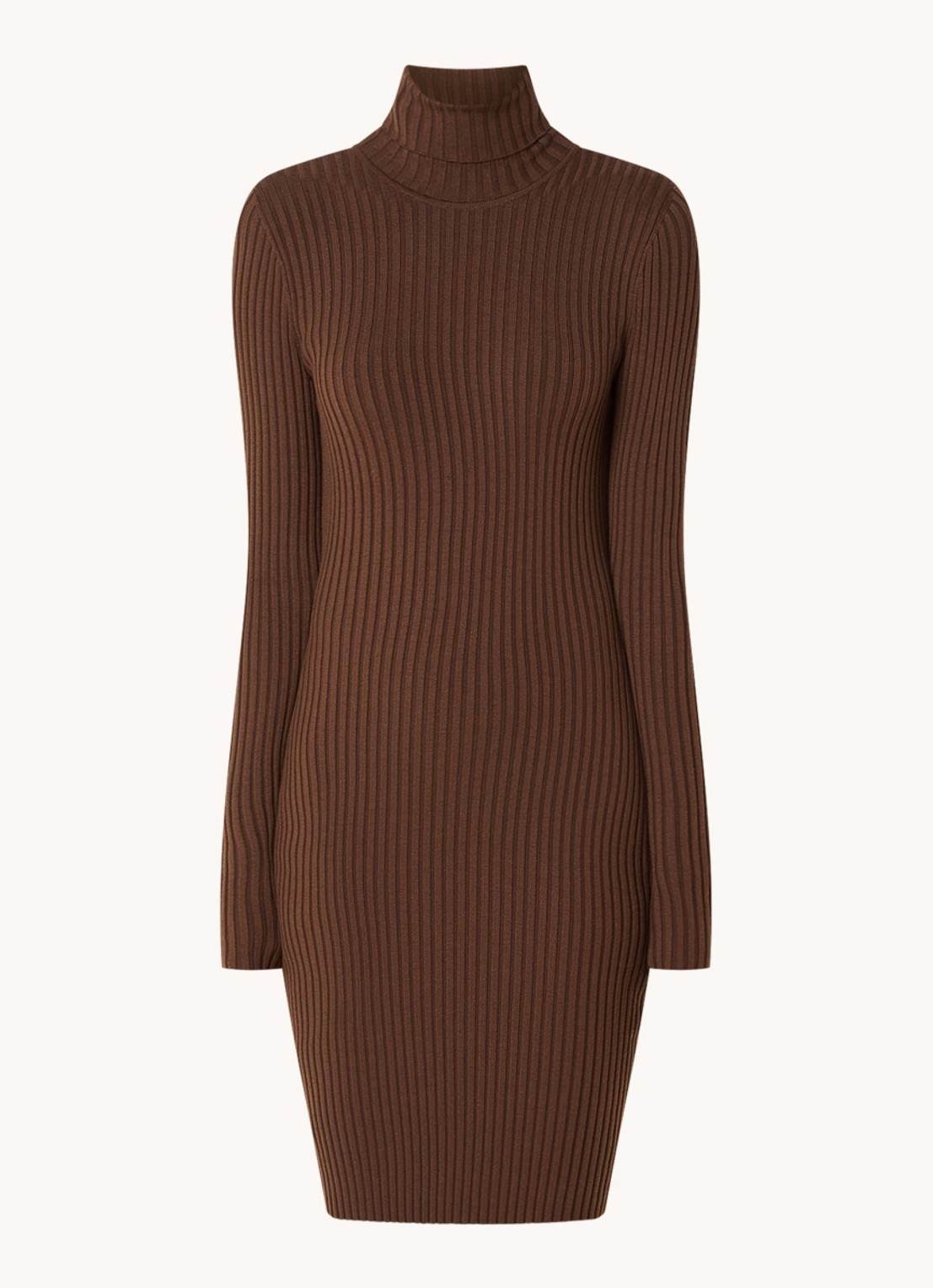 Wolford Merino ribgebreide mini trui-jurk in wolblend - voorkant 5 bruin