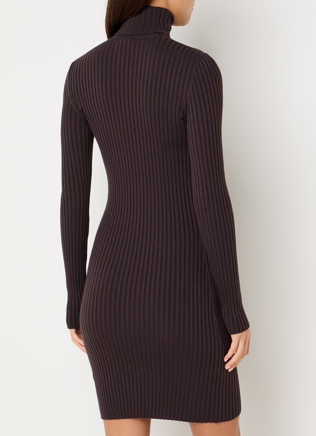 Wolford Merino ribgebreide mini trui-jurk in wolblend - achterkant 2 aubergine