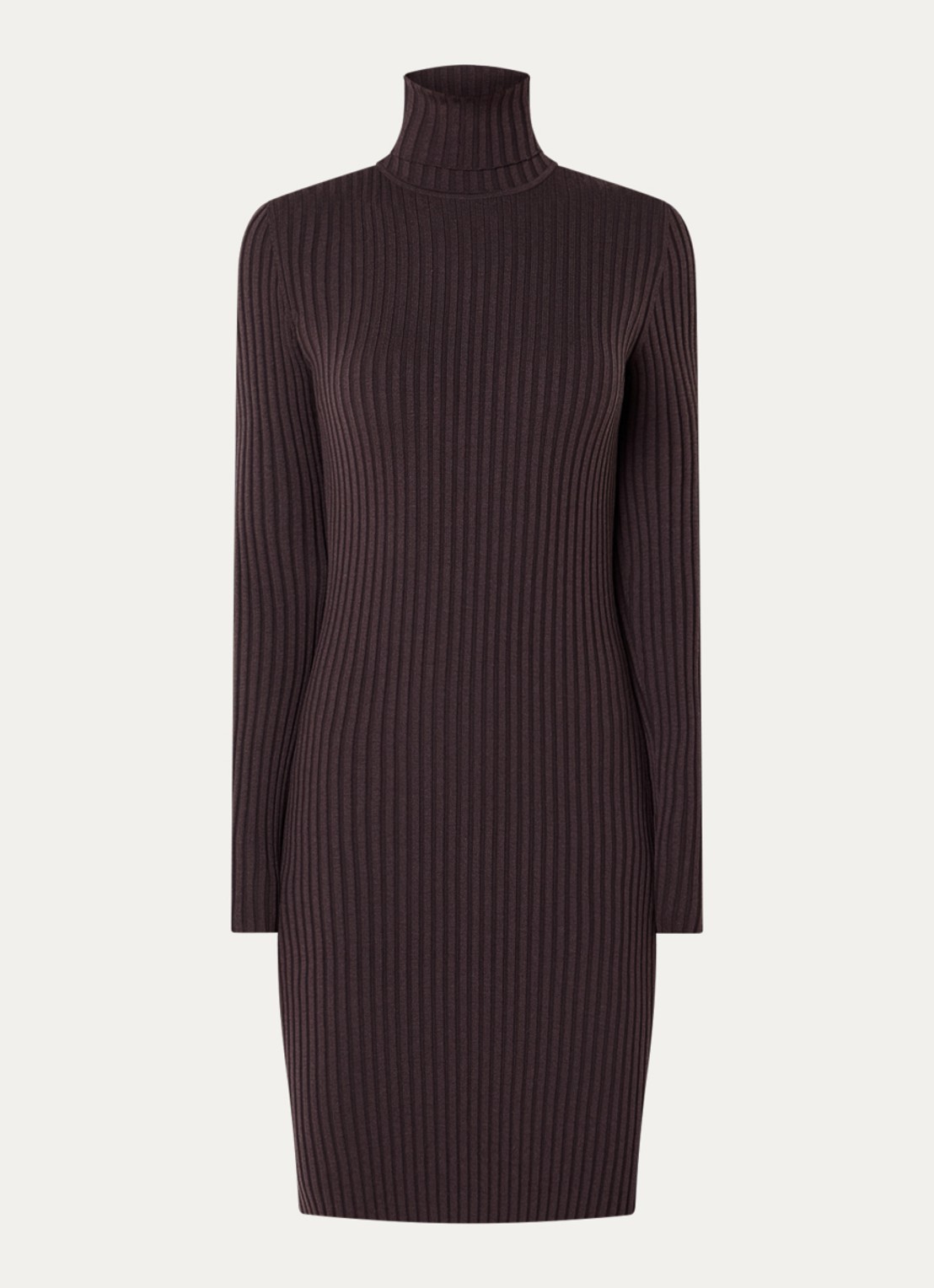 Wolford Merino ribgebreide mini trui-jurk in wolblend - voorkant 3 aubergine