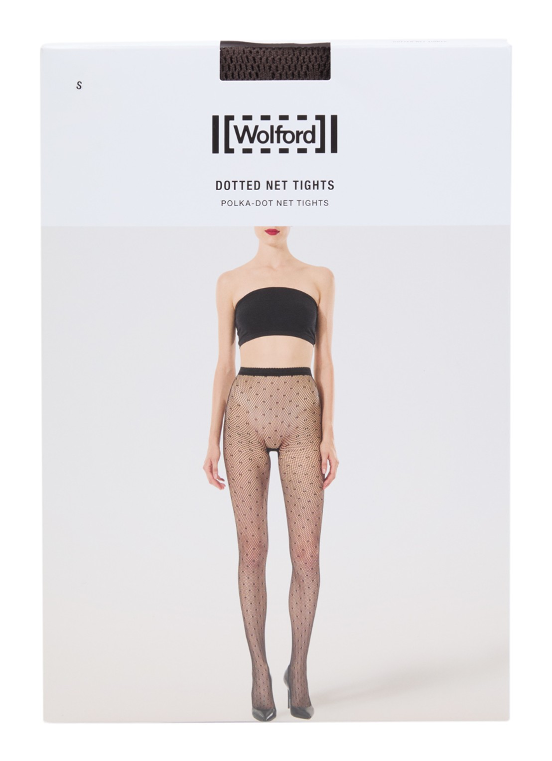 Wolford Netpanty met stippenmotief  - voorkant bruin