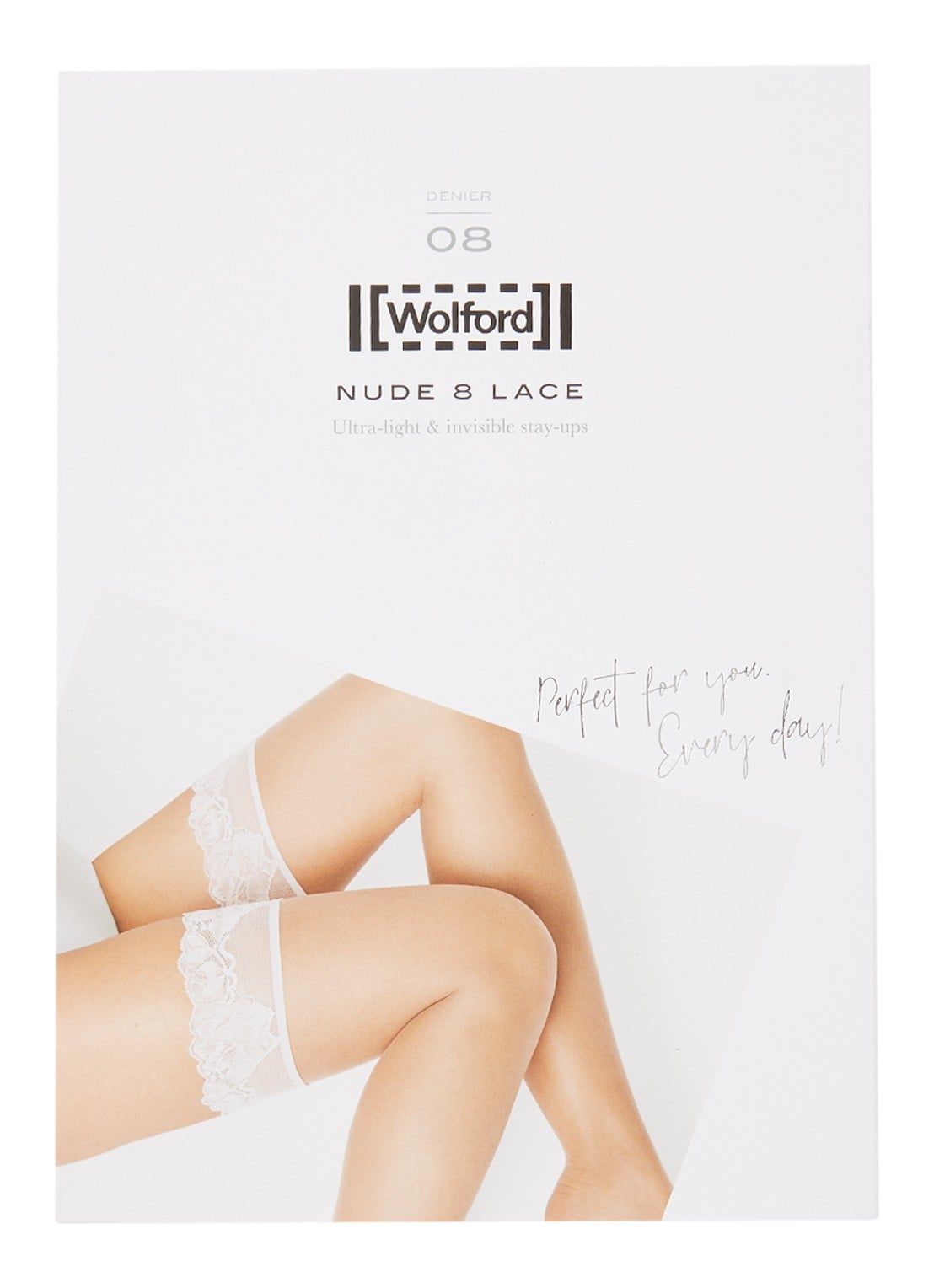 Wolford Nude 8 Lace stay-ups in 8 denier  - voorkant 2 beige