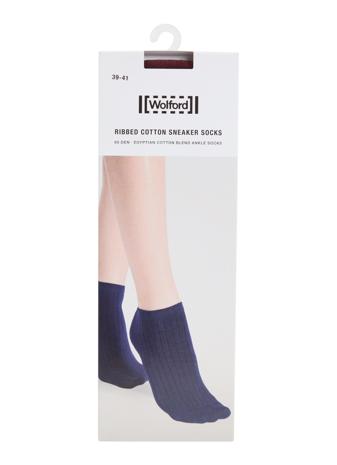 Wolford Ribgebreide sneakersokken in katoenblend - voorkant bordeauxrood