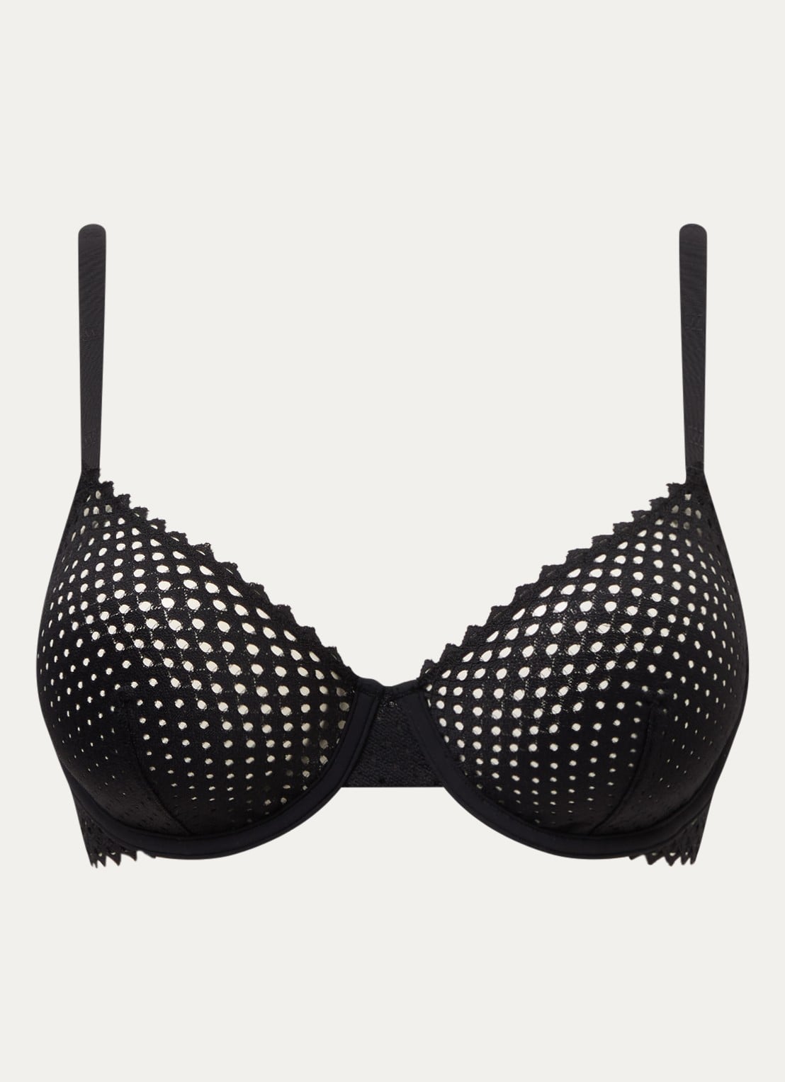 Wolford Romantic beugel bh met opengewerkt dessin - voorkant zwart