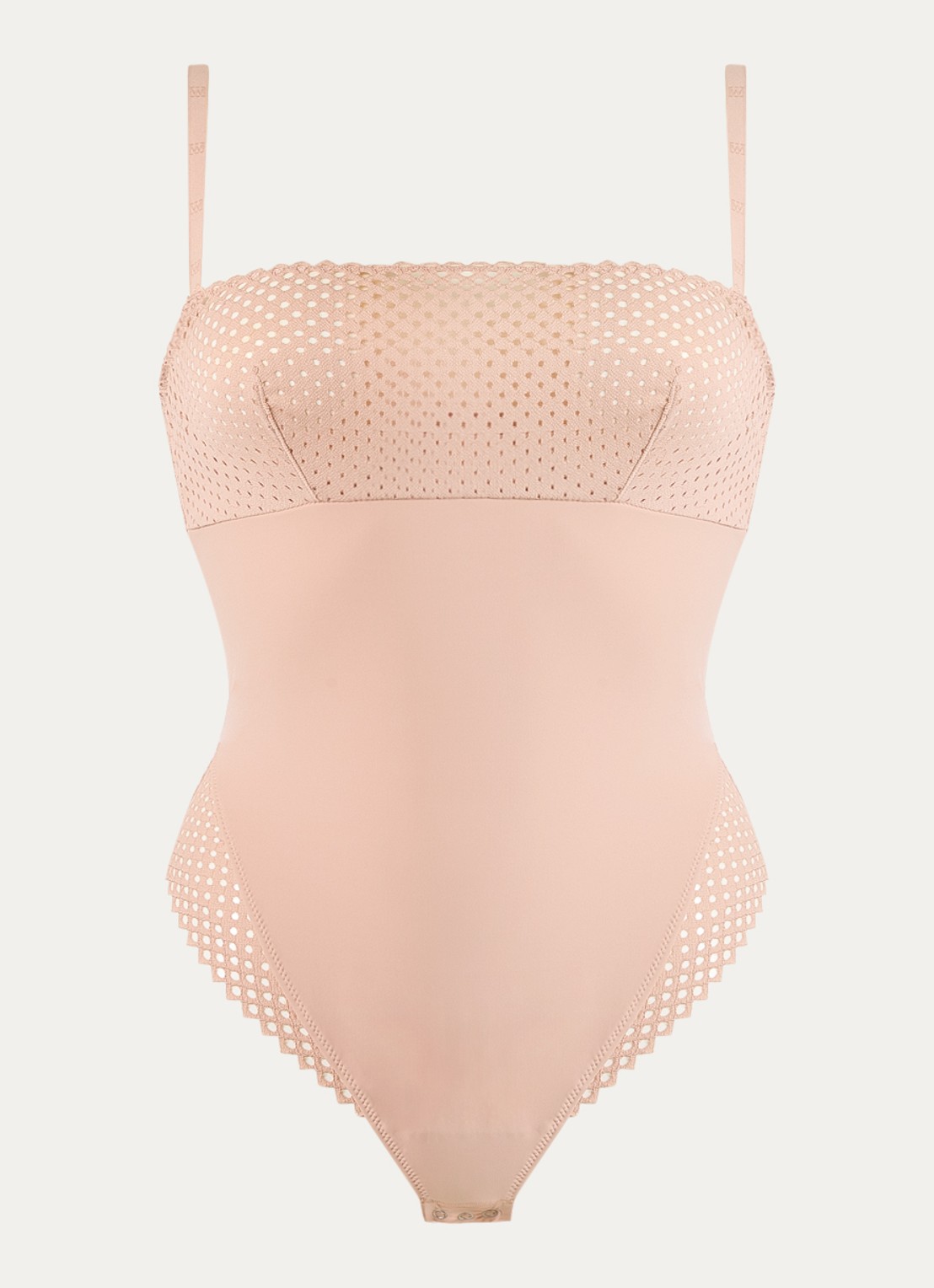 Wolford Romantic Net body met opengewerkt dessin - voorkant 4 beige