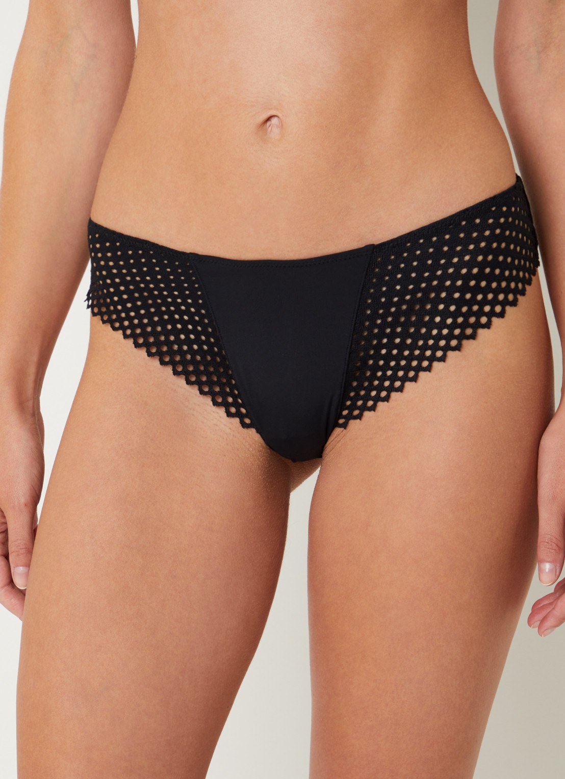 Wolford Romantic slip met opengewerkt dessin - voorkant 3 zwart