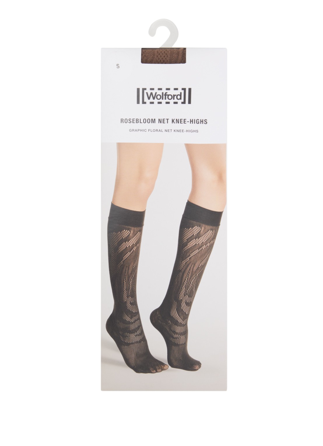 Wolford Rosebloom kniekousen met opengewerkt dessin - voorkant zand