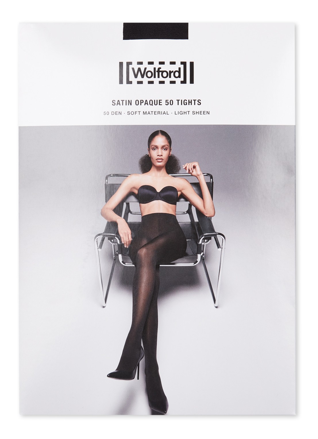 Wolford Satin Opaque panty in 50 denier  - voorkant diepzwart
