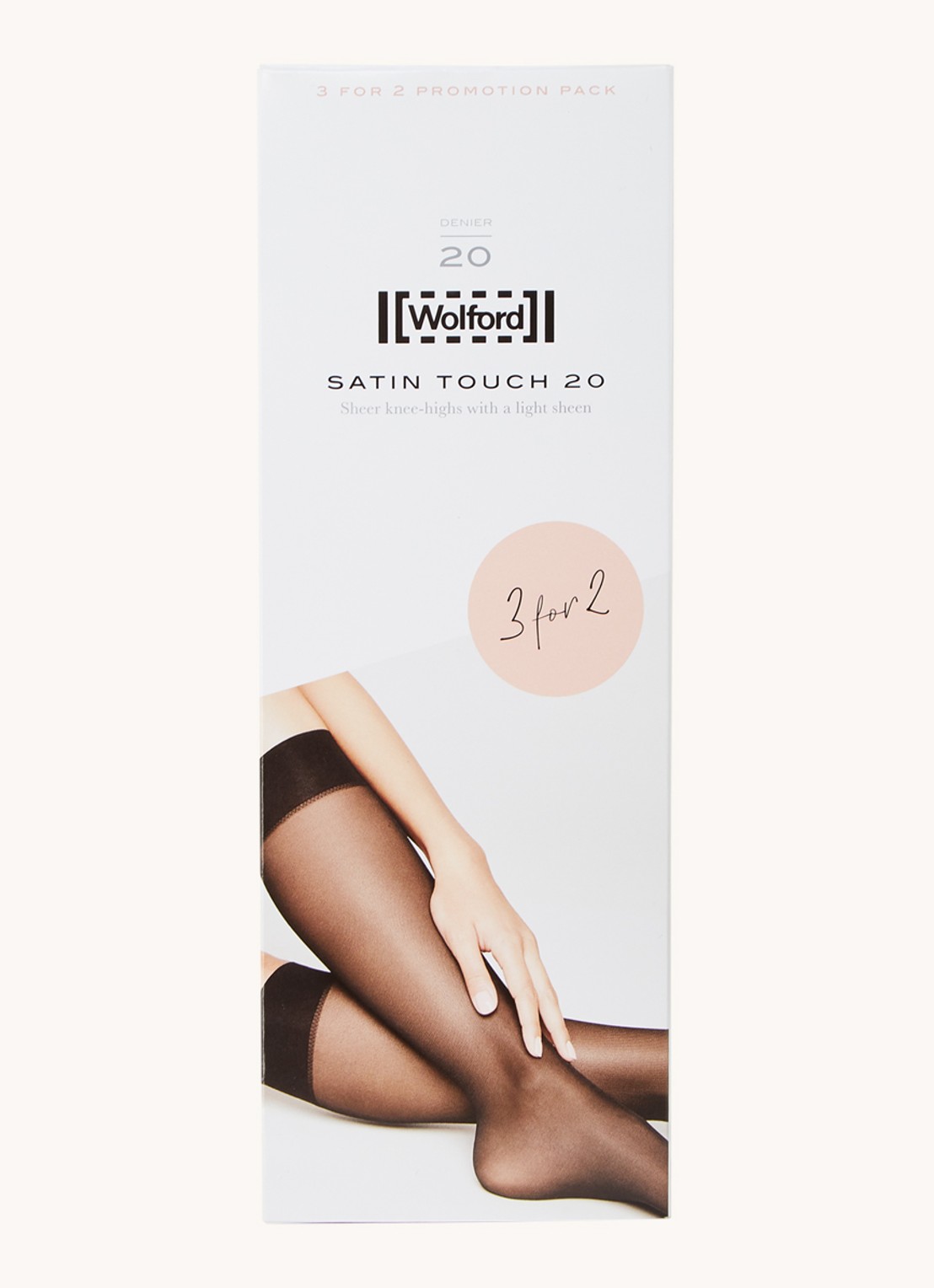 Wolford Satin Touch pantysokken in 20 denier black in 3-pack - voorkant zwart