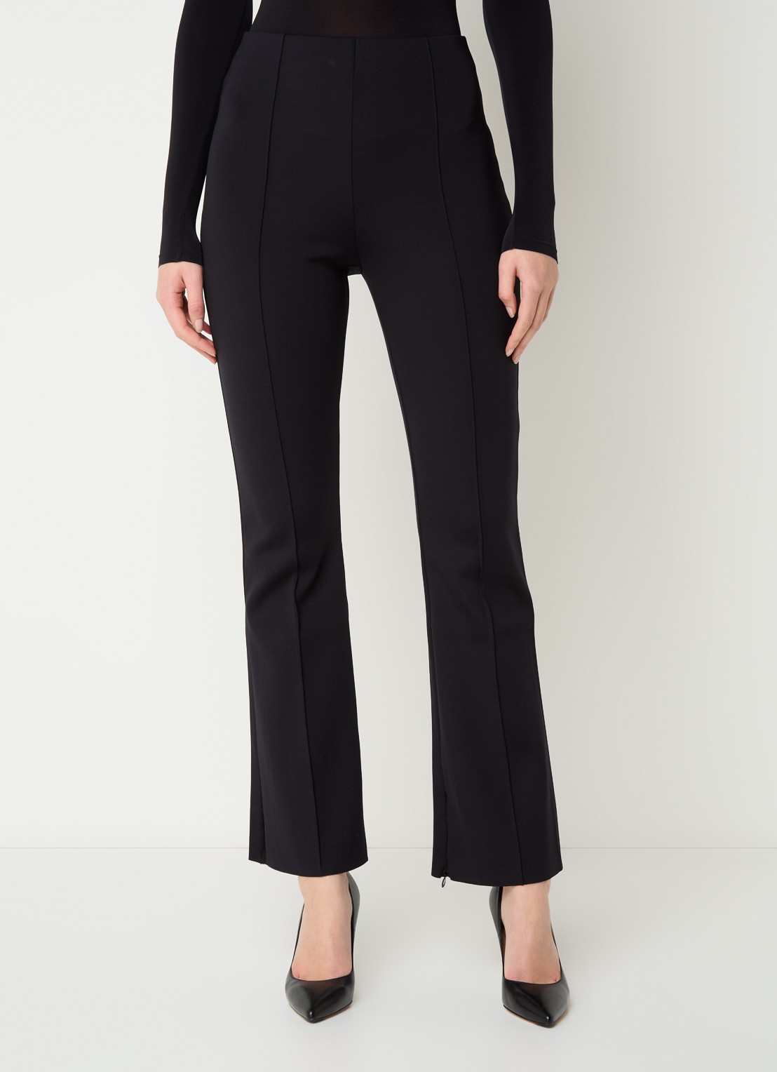 Wolford Scuba high waist flared legging met persplooi - detail 5 zwart