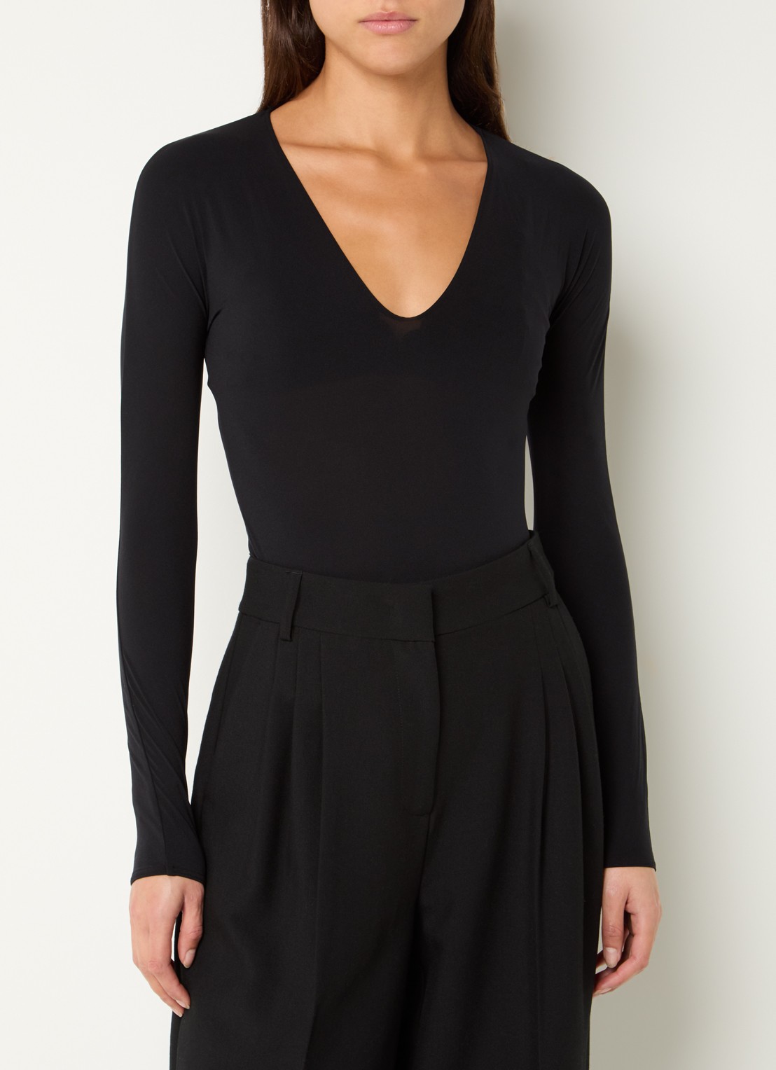 Wolford Semi-transparante body met V-hals - detail 3 zwart