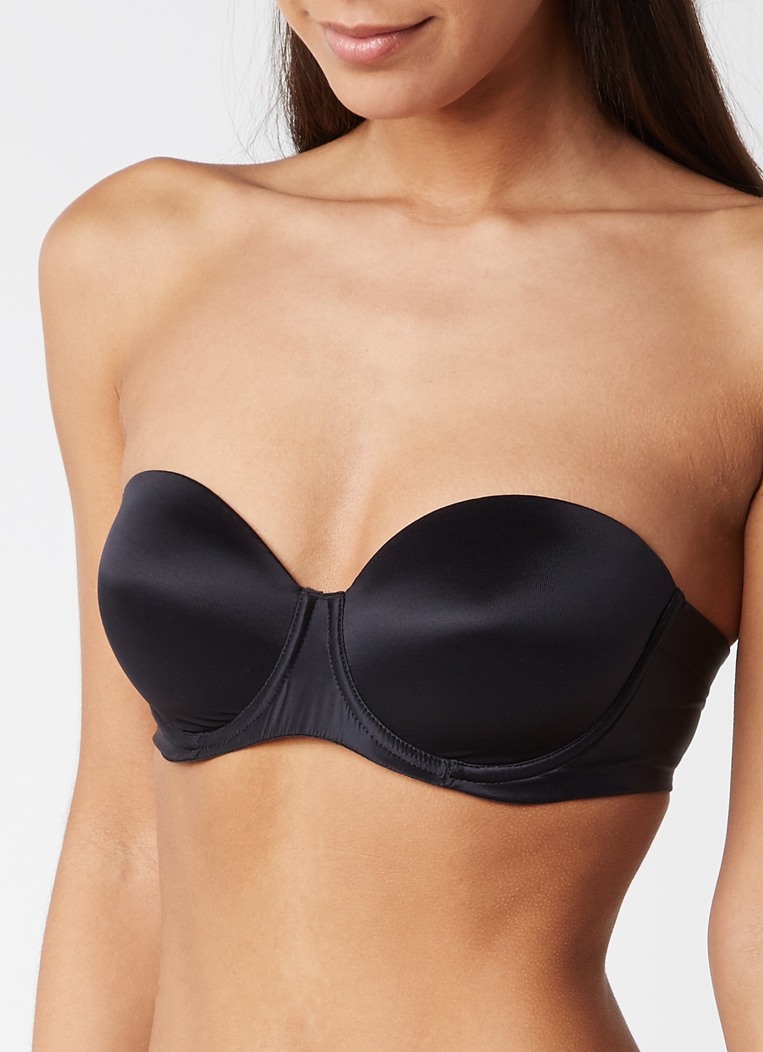 Wolford Sheer Touch voorgevormde strapless bh - voorkant diepzwart