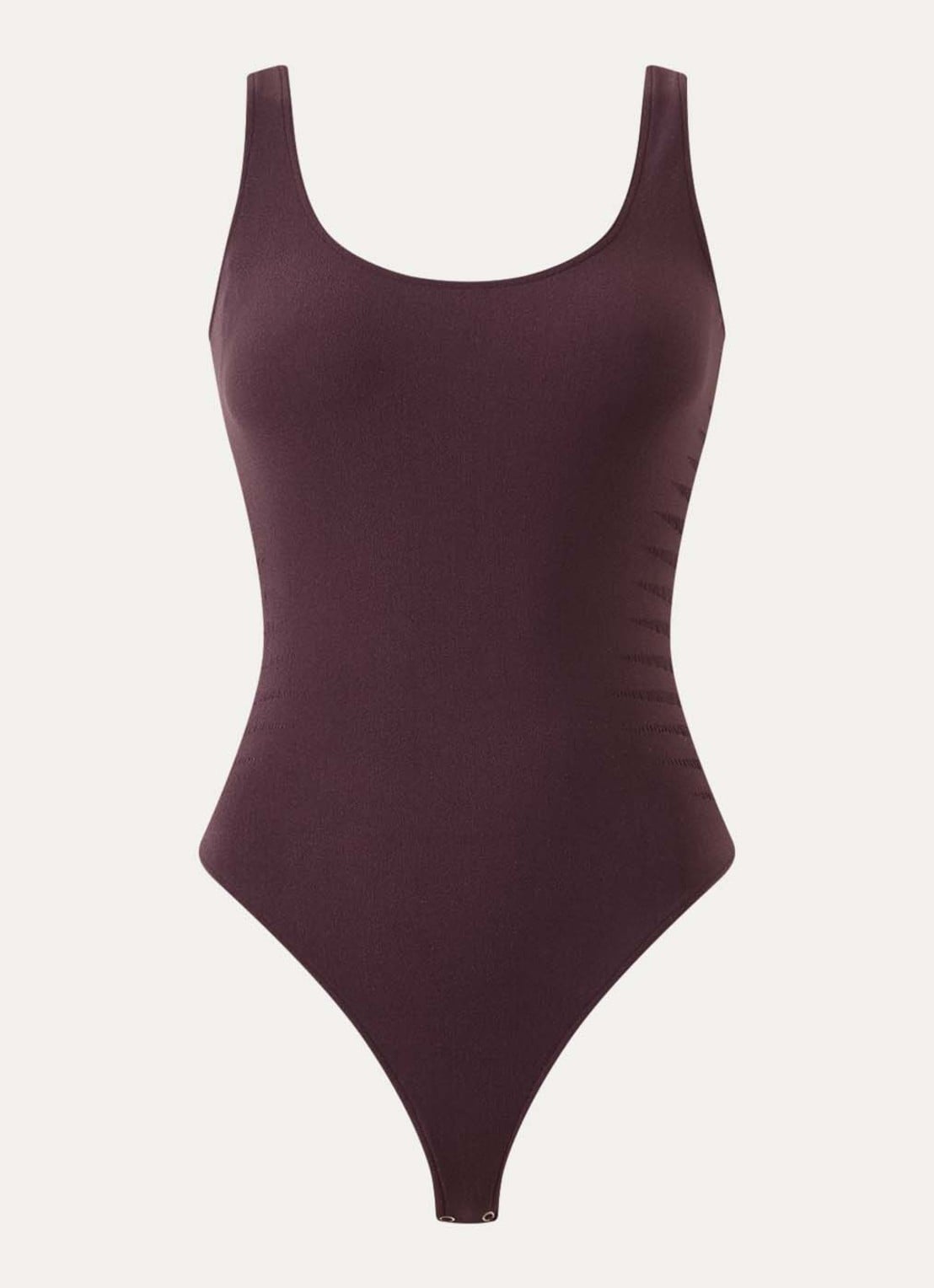 Wolford Slash stringbody met opengewerkt dessin - voorkant 3 aubergine