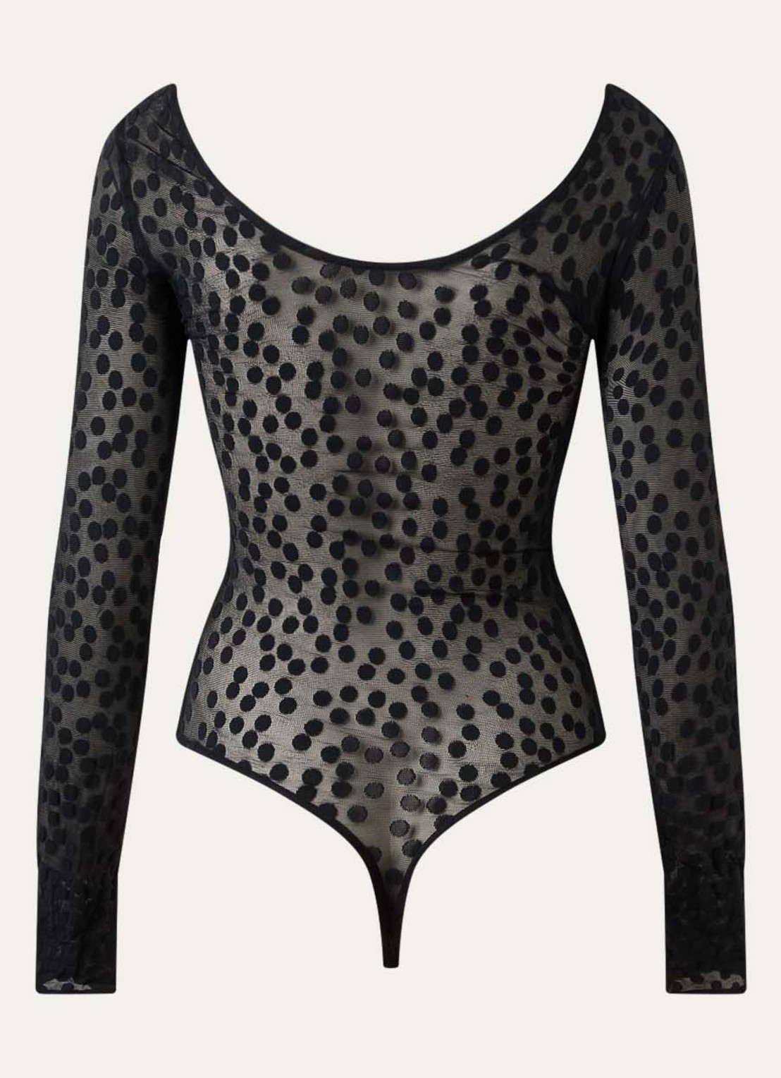 Wolford Stringbody met stippenprint - achterkant zwart