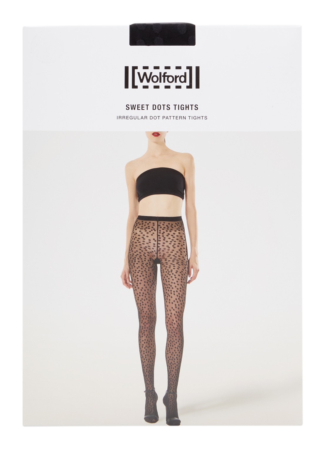 Wolford Sweet Dots panty met stippenprint in 20 denier - voorkant 3 diepzwart