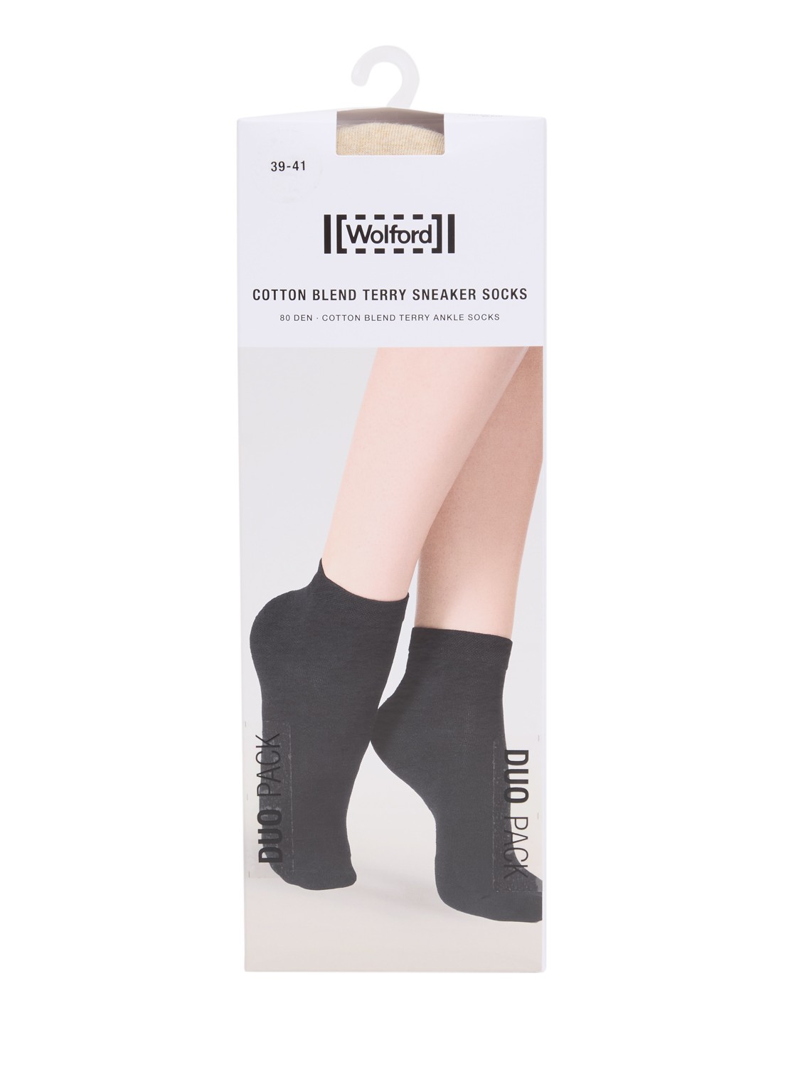 Wolford Terry sneakersokken in katoenblend in 2-pack - voorkant lichtgrijs