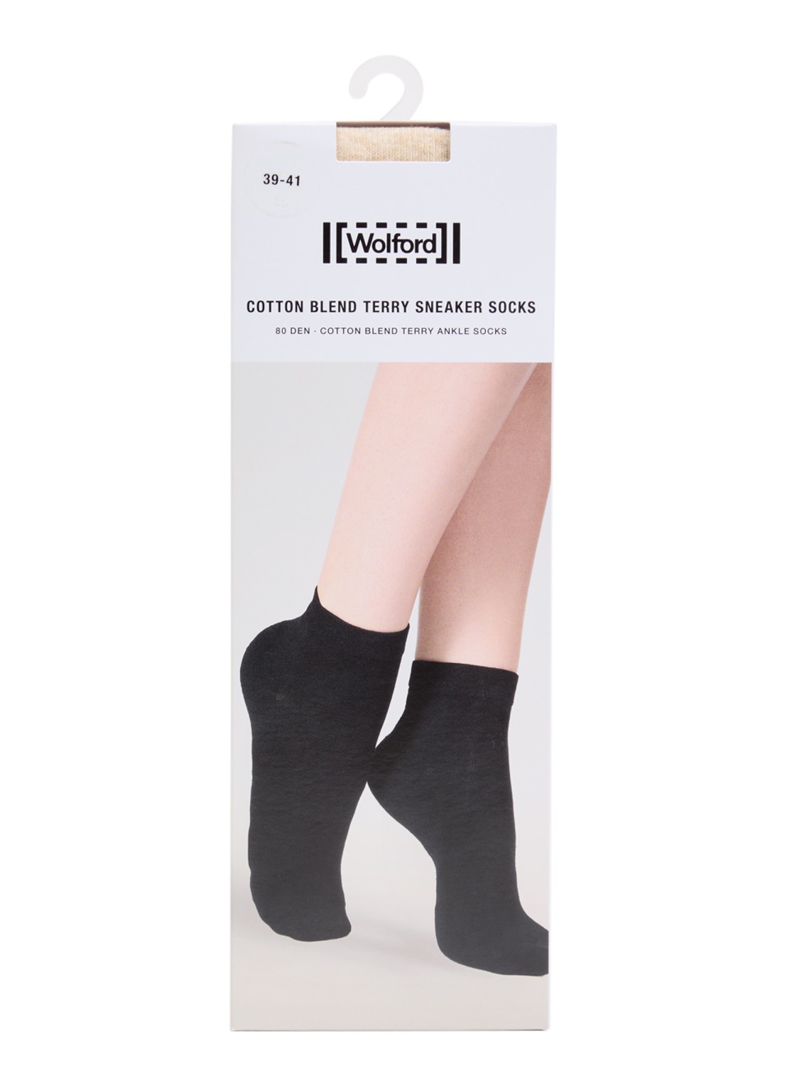 Wolford Terry sneakersokken in katoenblend - voorkant creme