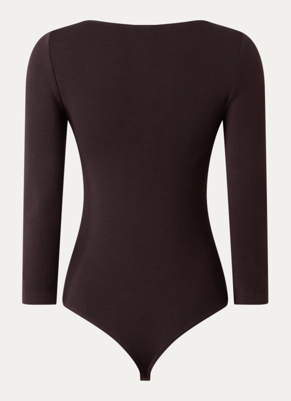 Wolford Tokio stringbody met ronde hals - achterkant donkerbruin