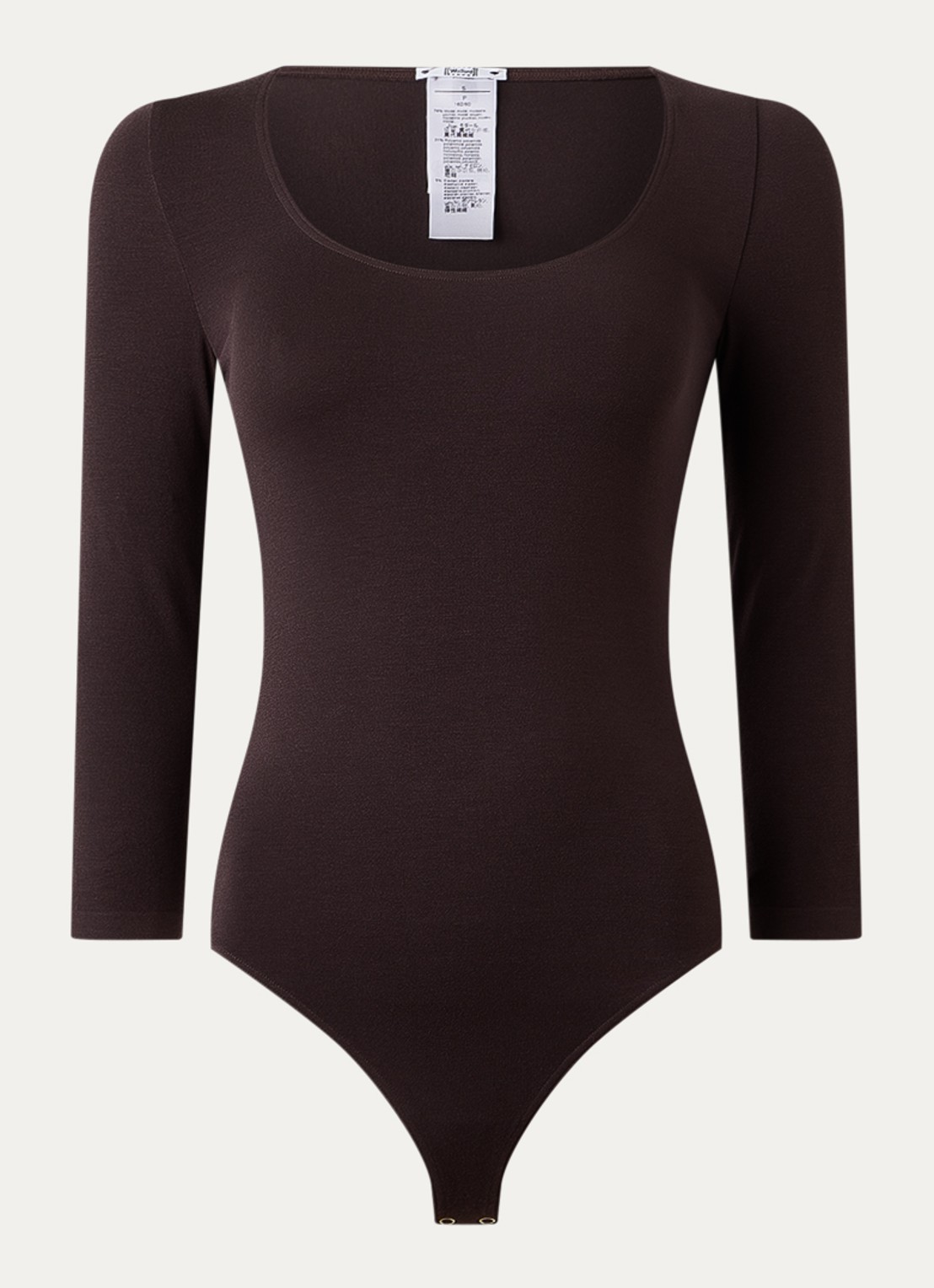 Wolford Tokio stringbody met ronde hals - voorkant 2 donkerbruin