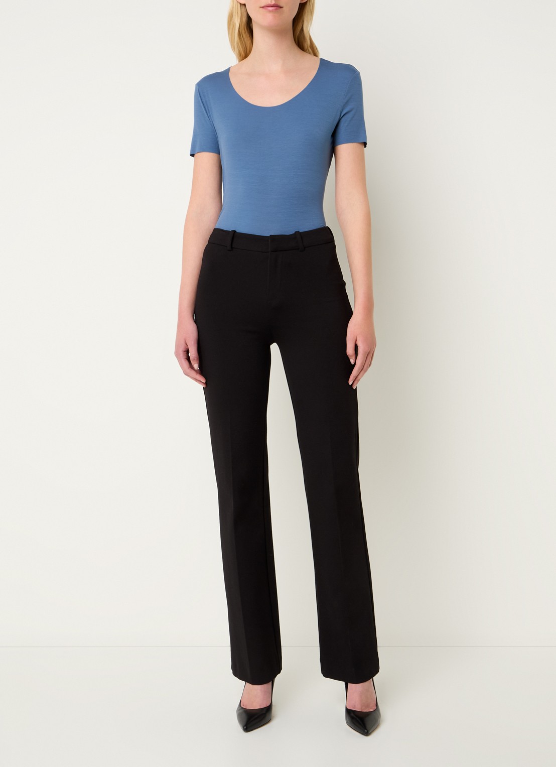 Wolford Top met stretch - voorkant 3 staalblauw