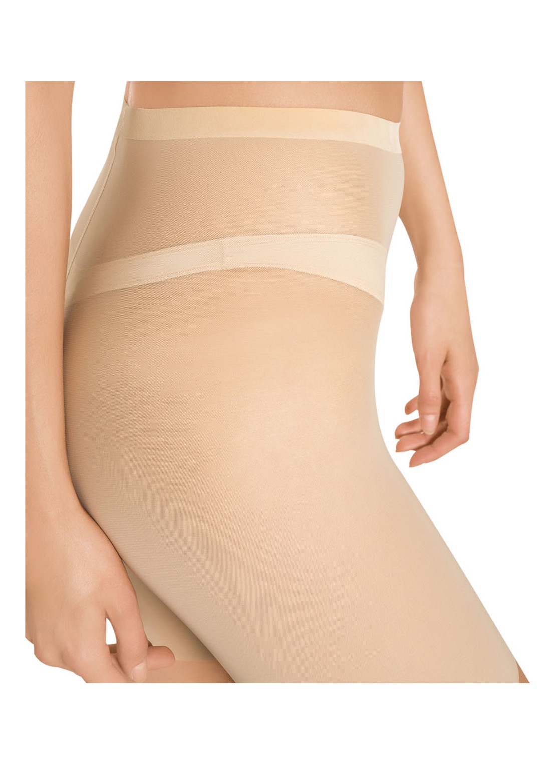 Wolford Tulle Control corrigerende short van mesh - voorkant beige