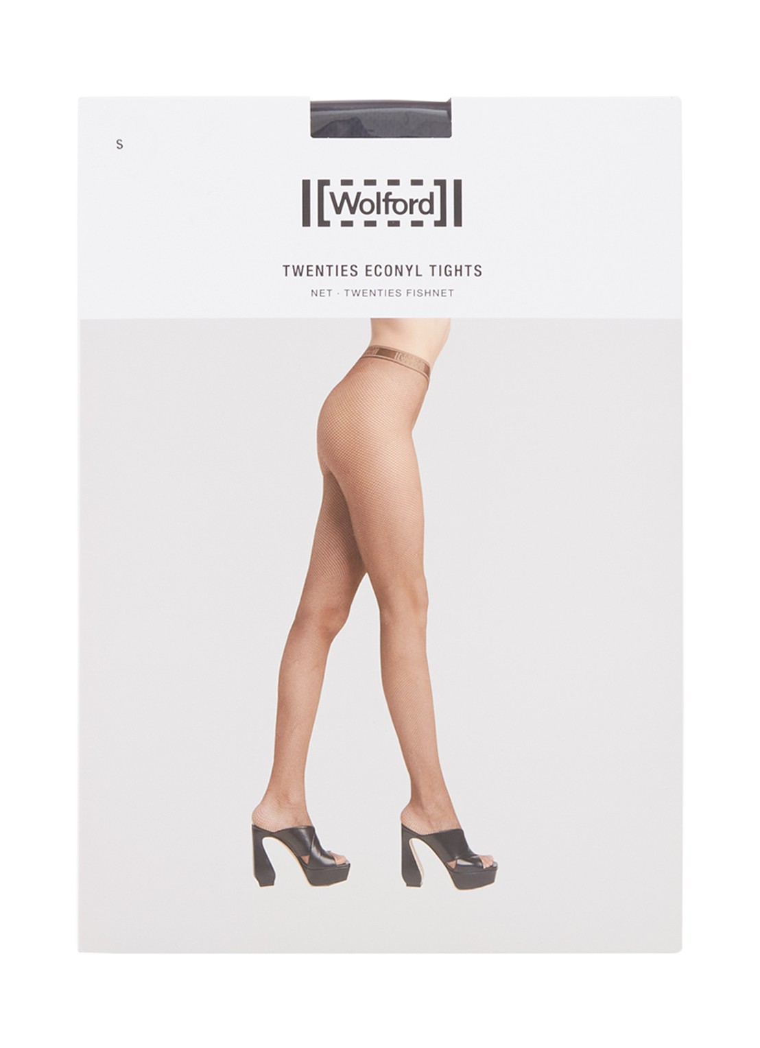 Wolford Twenties  netpanty met logoband - voorkant zwart