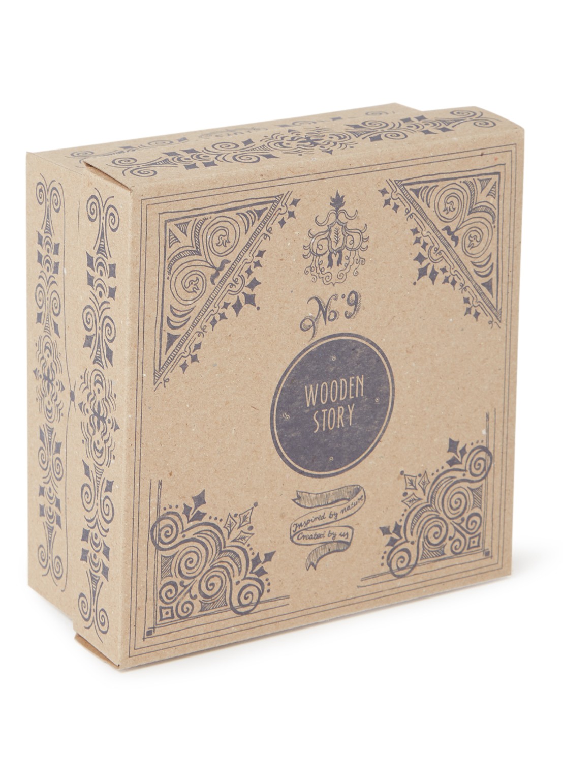 Wooden Story Vormenstoof van hout set van 10 - voorkant beige