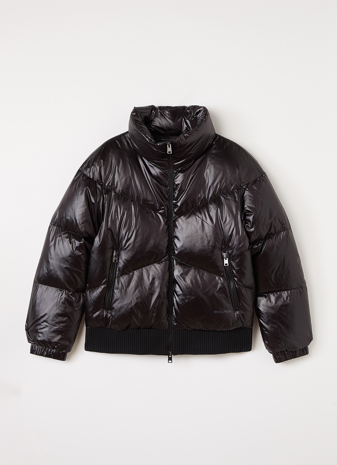 Woolrich Aliquippa puffer jack met quilt patroon - voorkant 2 zwart