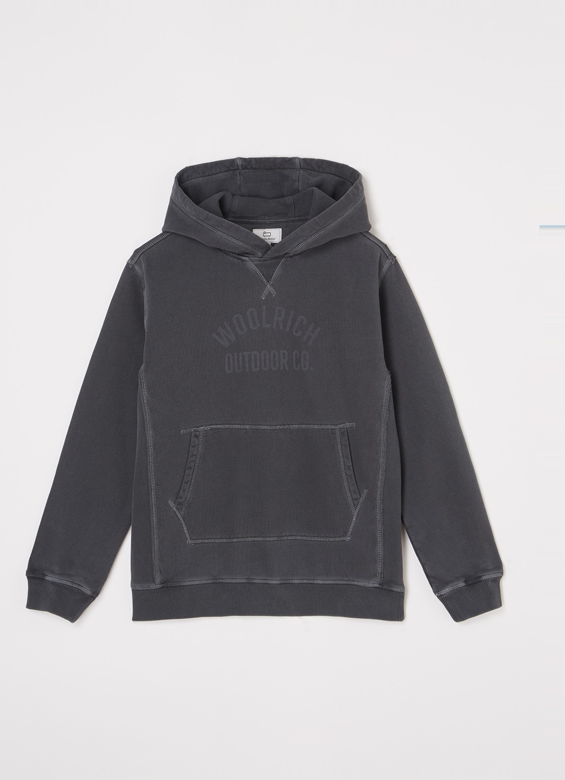 Woolrich American hoodie met logoprint - voorkant antraciet