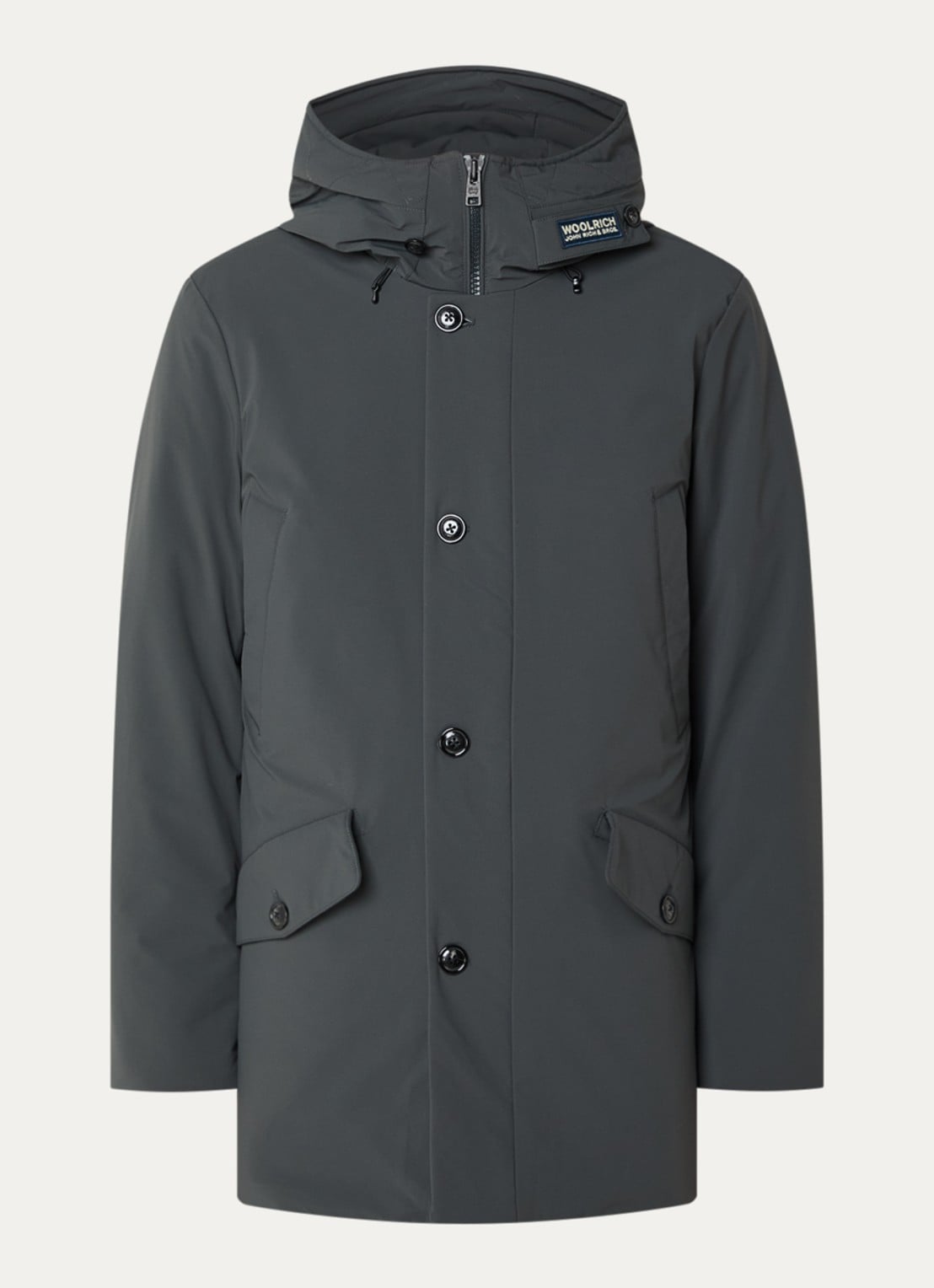 Woolrich Arctic gewatteerde parka met donsvulling en waterafstotende coating - voorkant grijs