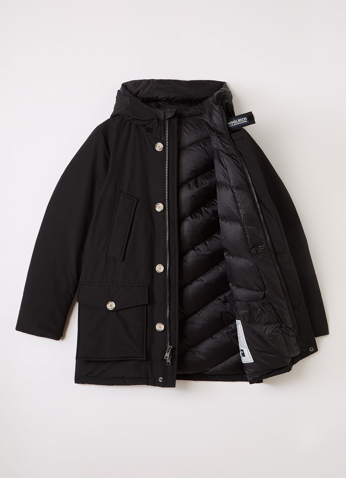 Woolrich Arctic gewatteerde parka met donsvulling - voorkant 3 zwart